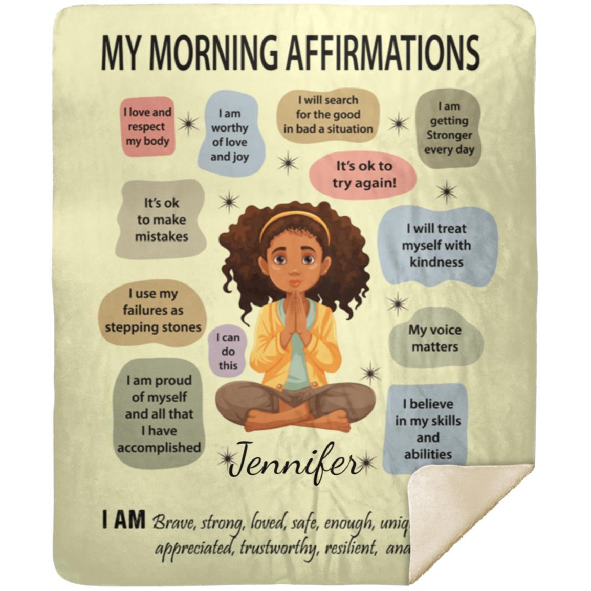 Personalized My Morning Affirmations Blanket | Yoga, Prayer Gift For Young Girl