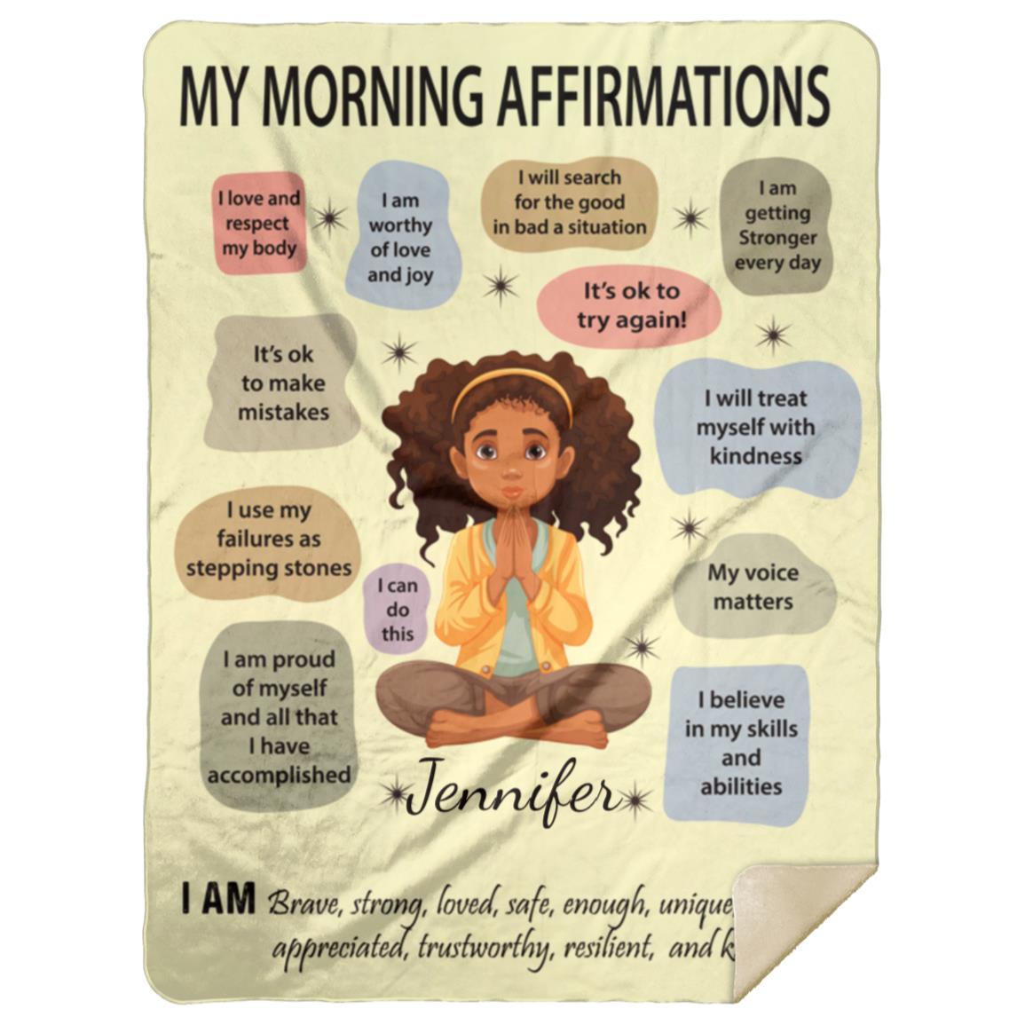 Personalized My Morning Affirmations Blanket | Yoga, Prayer Gift For Young Girl