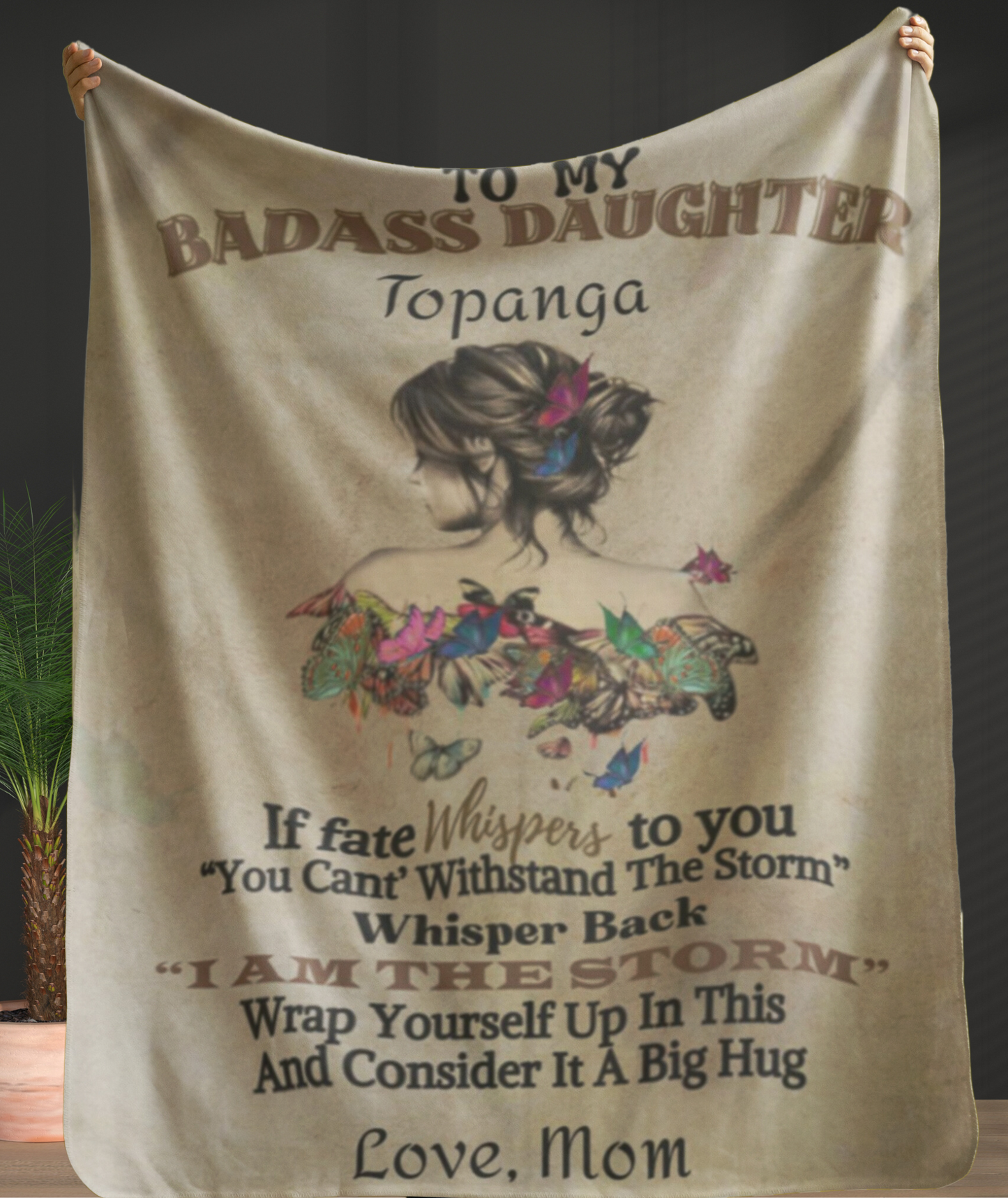 Personalized To My Badass Daughter "I Am The Storm" Blanket Premium Sherpa-Gift For Daughter