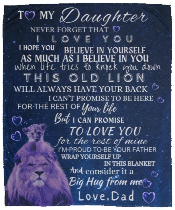 To My Daughter Inspirational Lion Blanket, Christmas Gift for daughter, Birthday gift, Daughter blanket, Throw Blanket, Fleece Blanket. Love my daughter Blanket, Gift