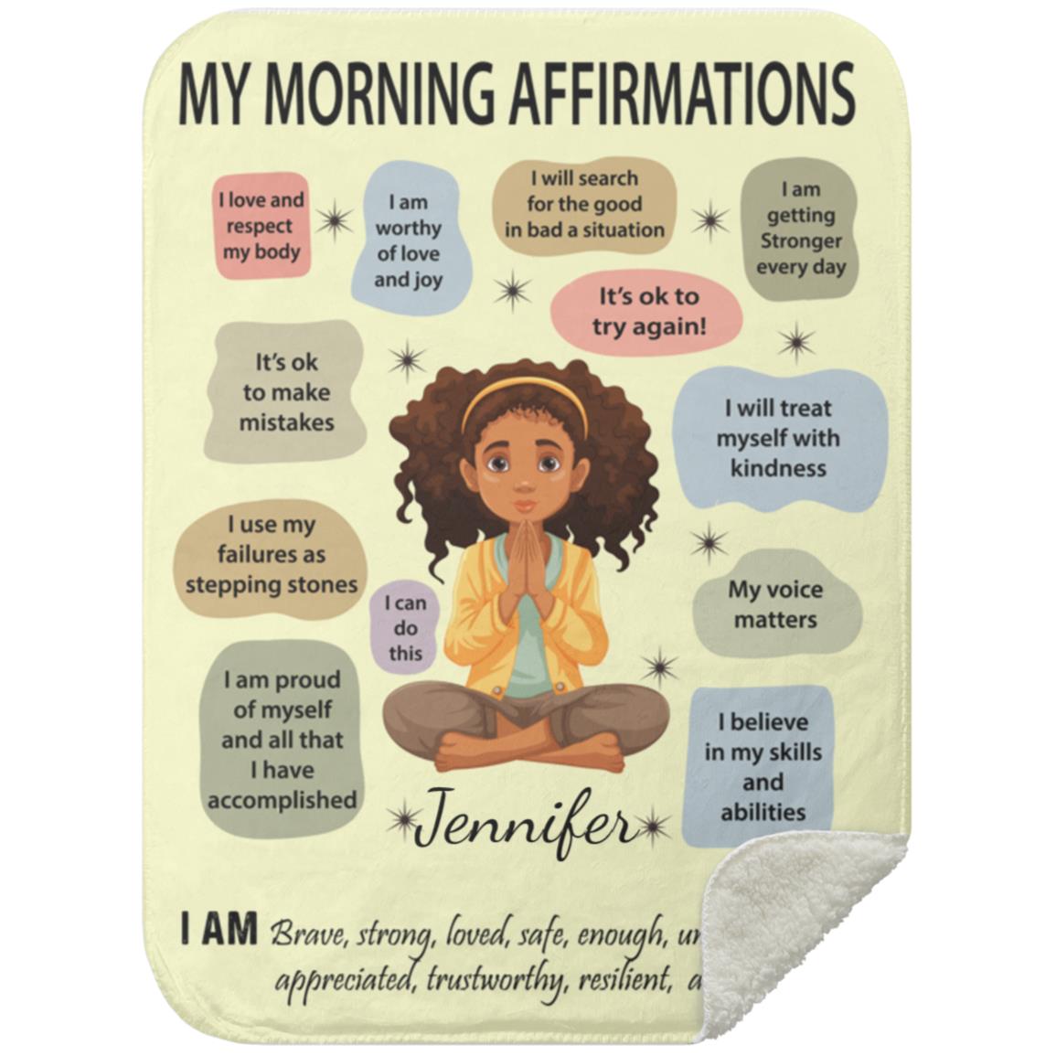 Personalized My Morning Affirmations Blanket | Yoga, Prayer Gift For Young Girl