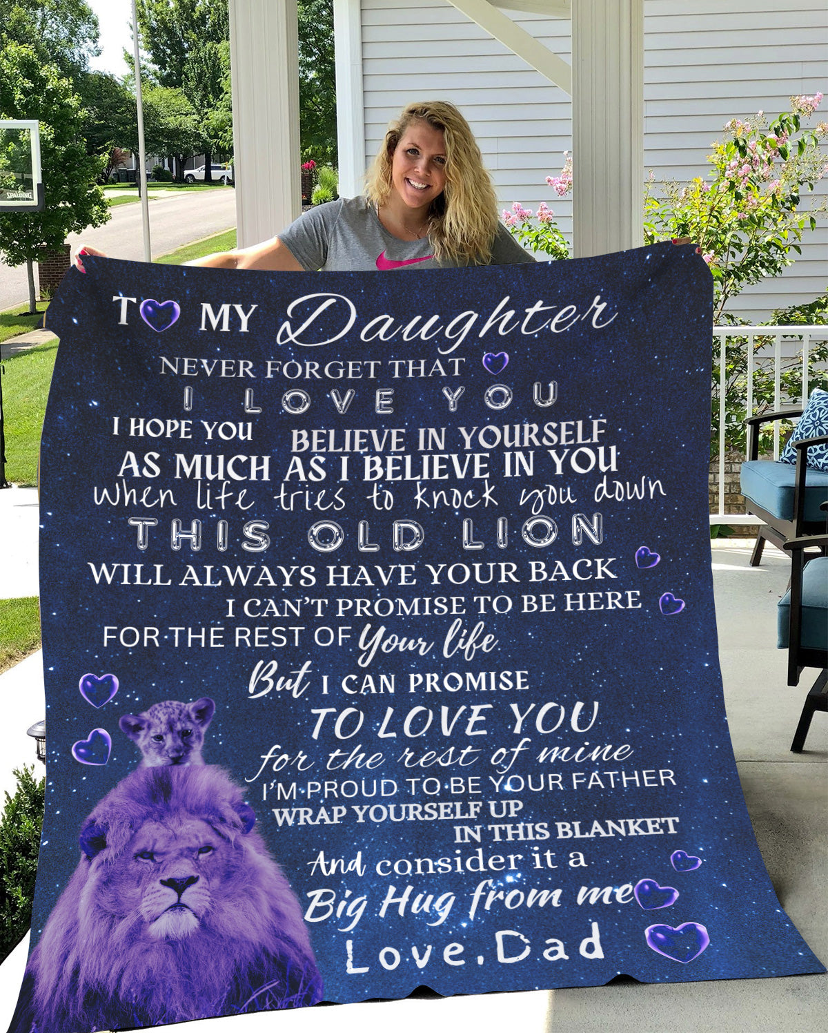 To My Daughter Inspirational Lion Blanket, Christmas Gift for daughter, Birthday gift, Daughter blanket, Throw Blanket, Fleece Blanket. Love my daughter Blanket, Gift