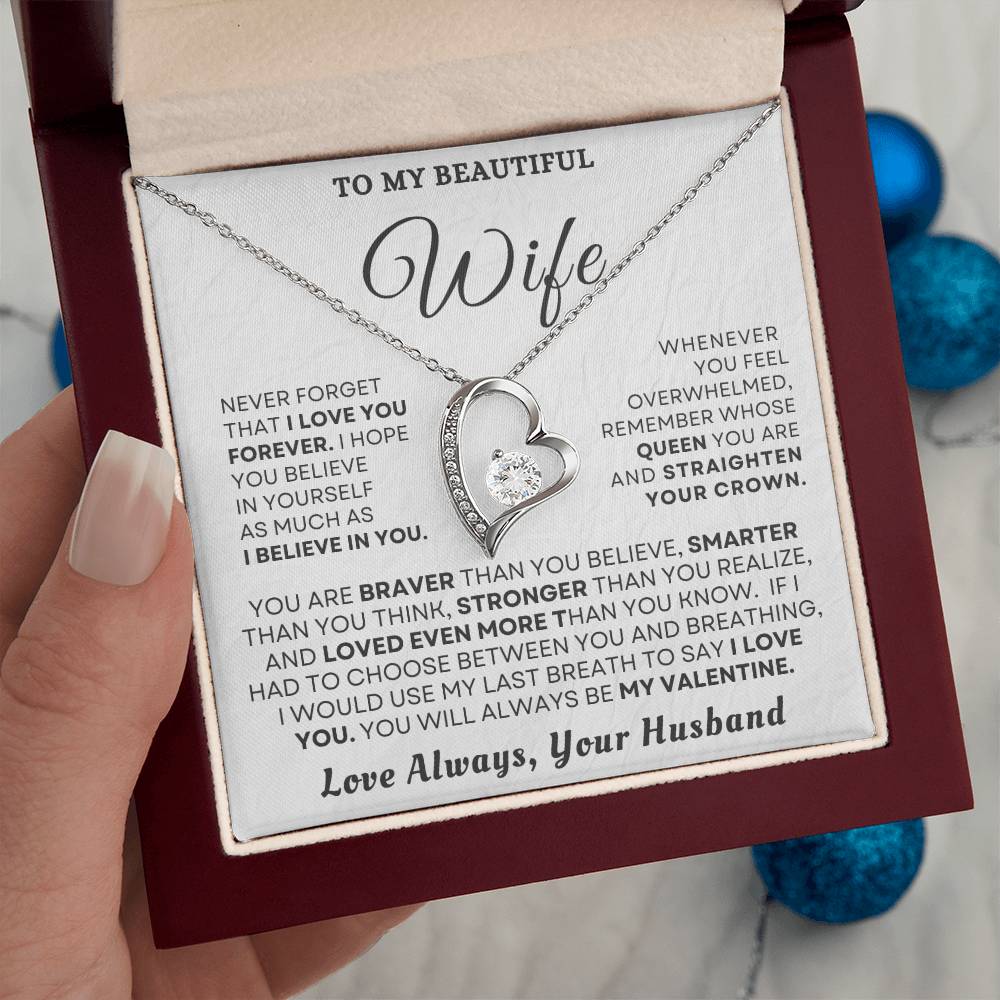 To My Beautiful Wife "You'll Always Be My Valentine" Necklace