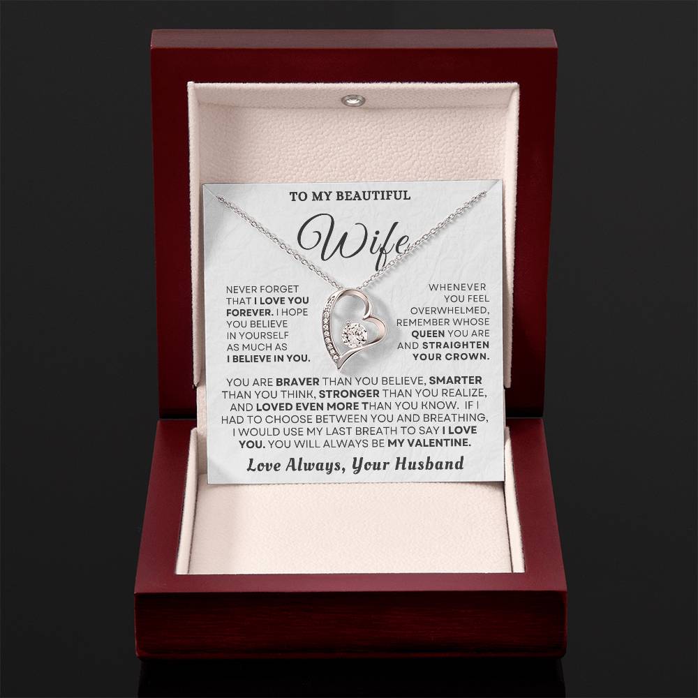 To My Beautiful Wife "You'll Always Be My Valentine" Necklace
