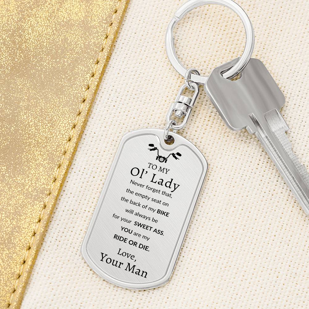Ol' Lady Swivel Key Chain Dog Tag