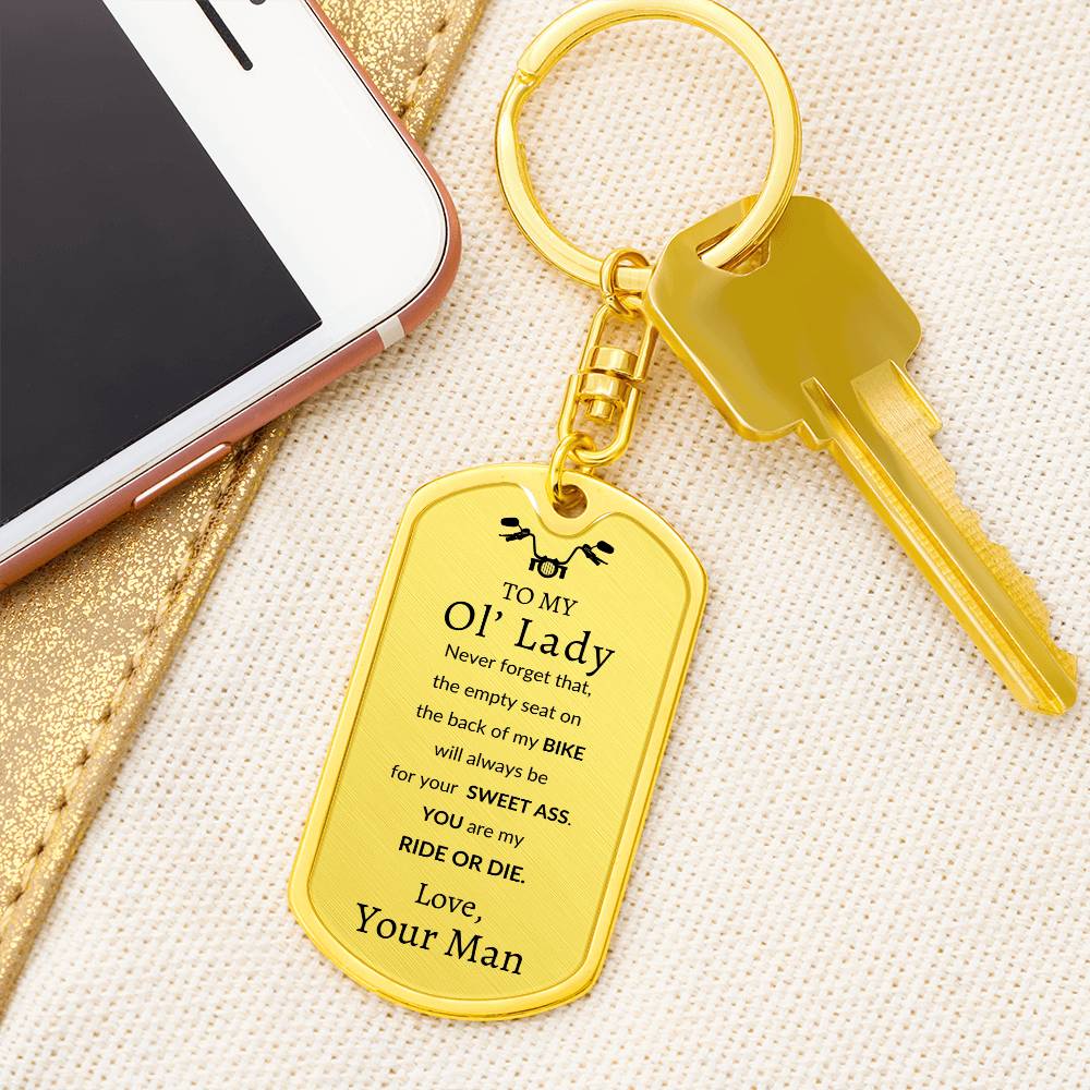 Ol' Lady Swivel Key Chain Dog Tag