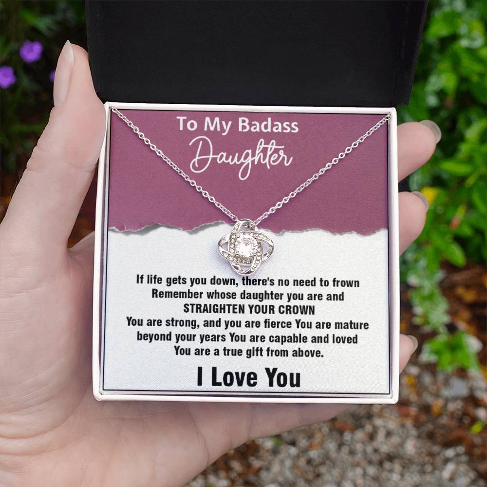 To My Badass Daughter Love Knot Necklace