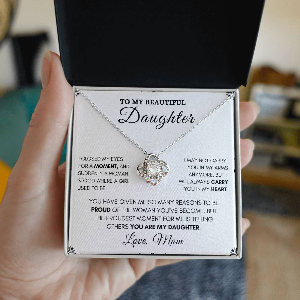 To My Daughter-Beautiful Love Knot Necklace