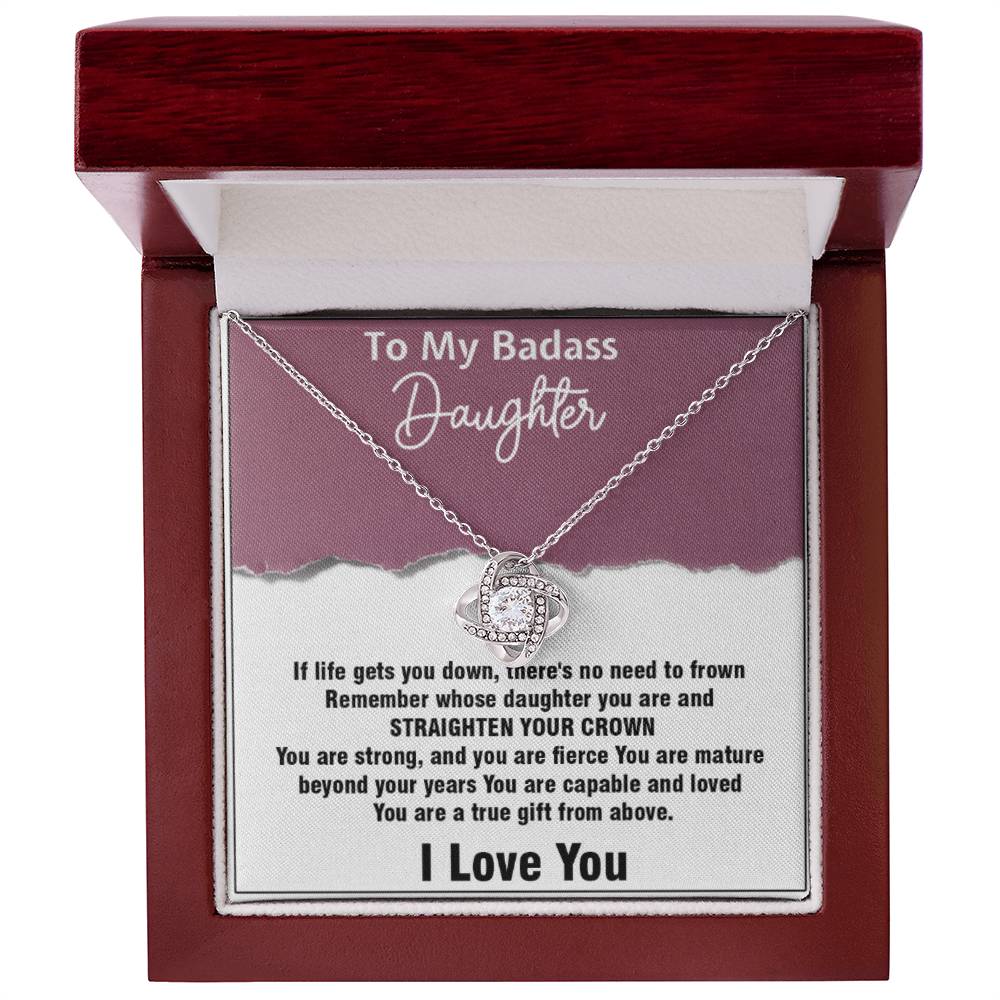 To My Badass Daughter Love Knot Necklace