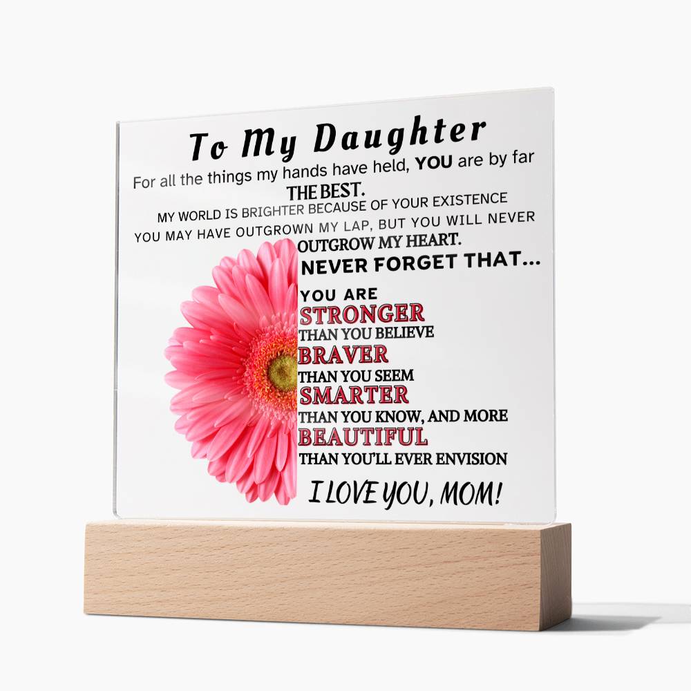 Inspirational Plaque/Night Light To Daughter From Mom