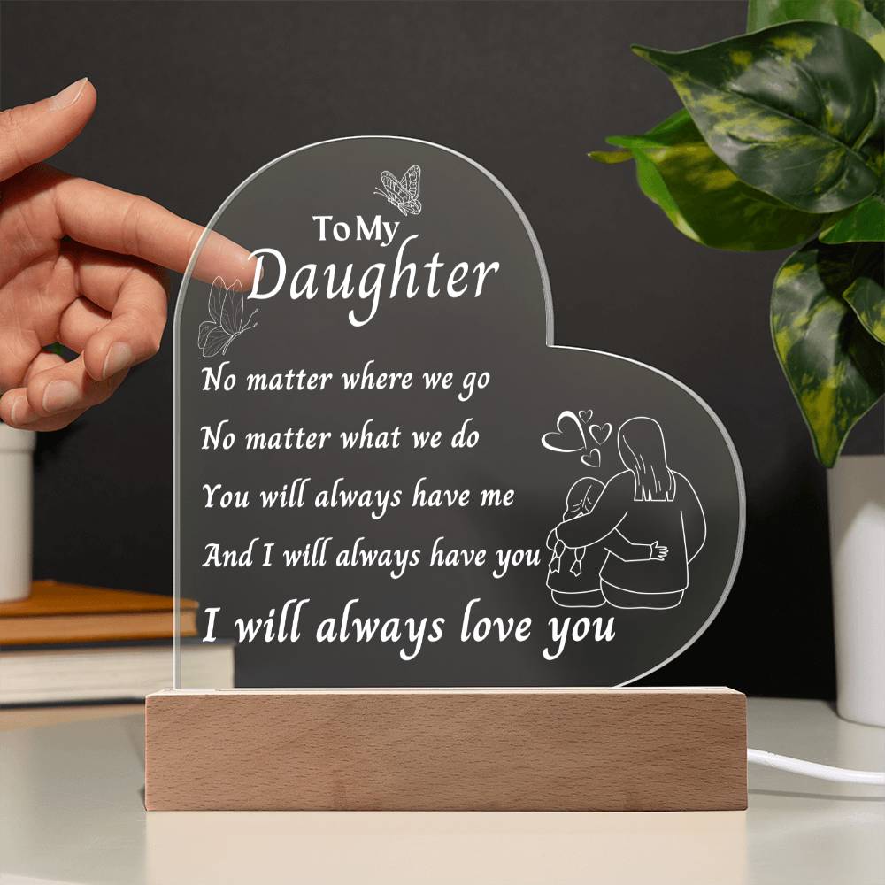 Gift for Daughter, 3D Lamp From Mother to Daughter, Premium Acrylic Keepsake with Built-in LED Lights