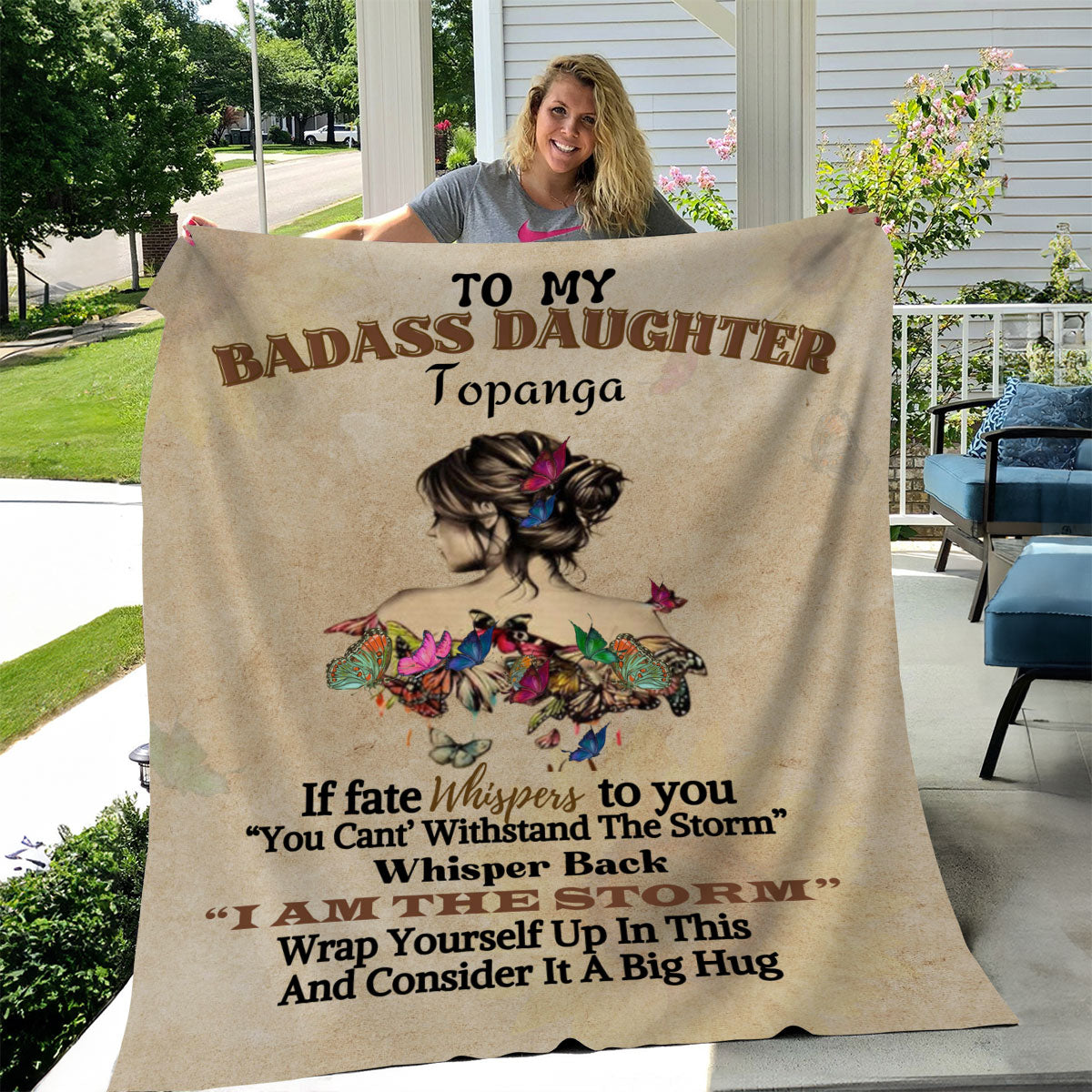 Personalized To My Badass Daughter "I Am The Storm" Blanket Premium Sherpa-Gift For Daughter