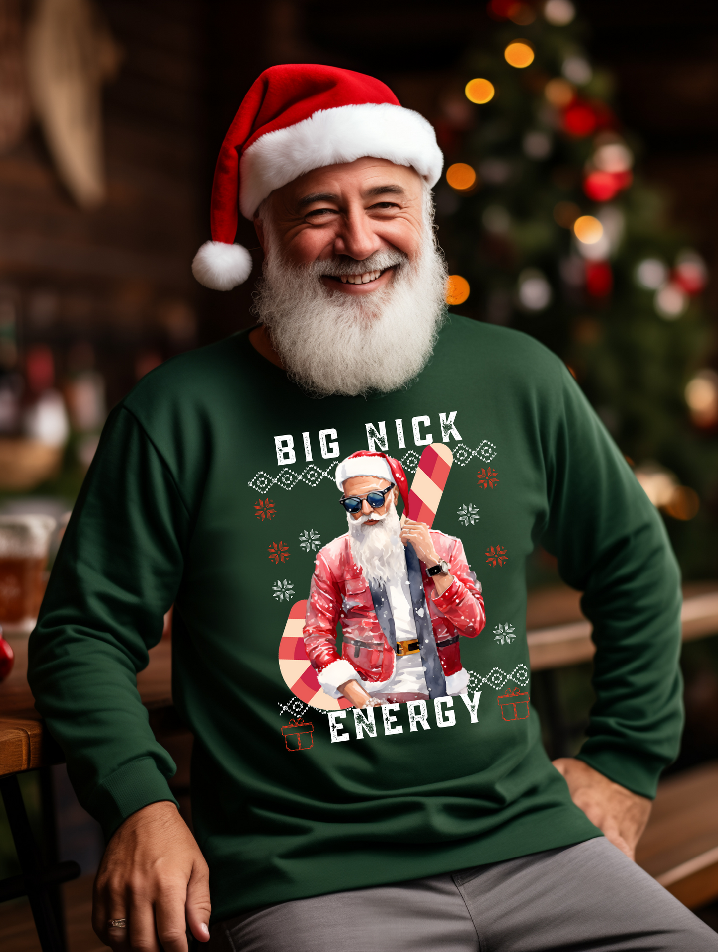 Big Nick Energy Sweatshirt, Santa Humor Shirt, Ugly Sweater party Shirt, Merry Christmas Sweatshirt