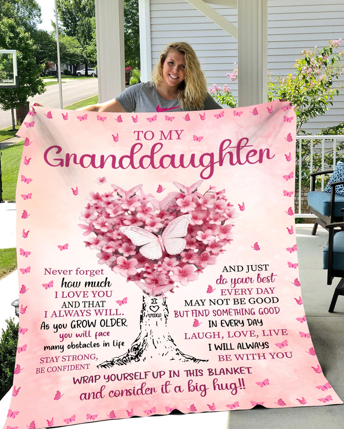 Granddaughter "I Love You" Soft Sherpa Blanket/ Wall Art | Valentine's Day, Graduation, Birthday, Christmas Gift To Granddaughter From Grandparent