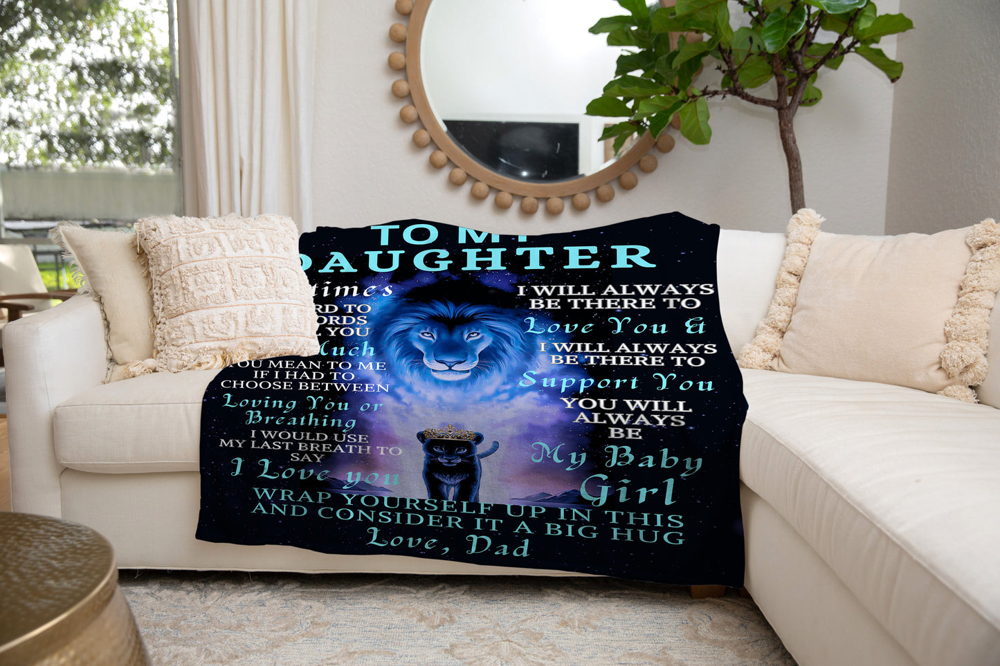 To My Daughter Blanket-To My Daughter Inspirational Lion Blanket, Christmas Gift for daughter, Birthday gift, Daughter blanket, Throw Blanket, Fleece Blanket. Love my daughter Blanket, Gift