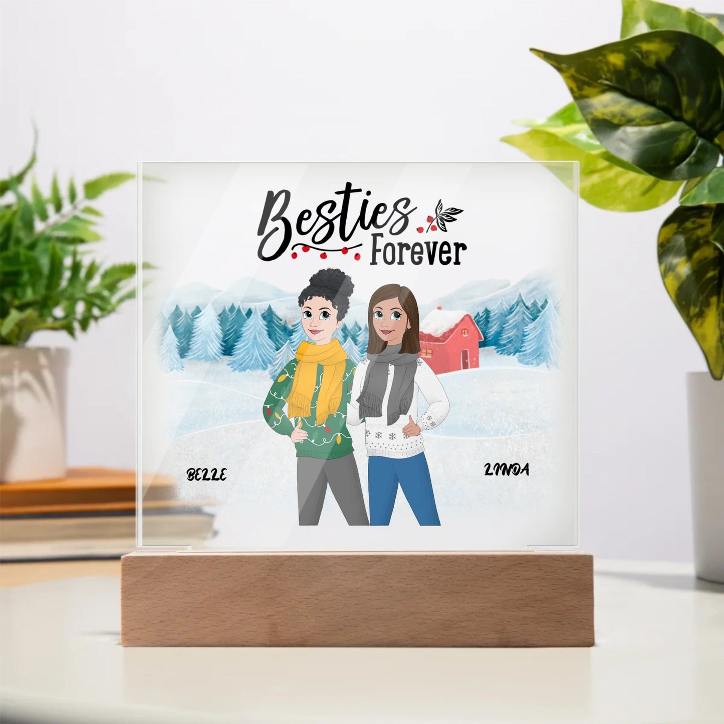 BESTIES FOREVER Acrylic Square Plaque