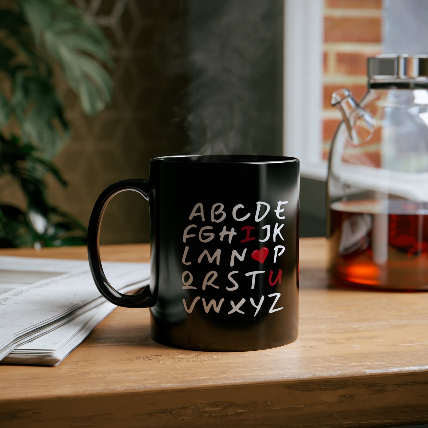 I Heart U Alphabet Mug | Valentine's, Anniversary, Wedding, Christmas Gift