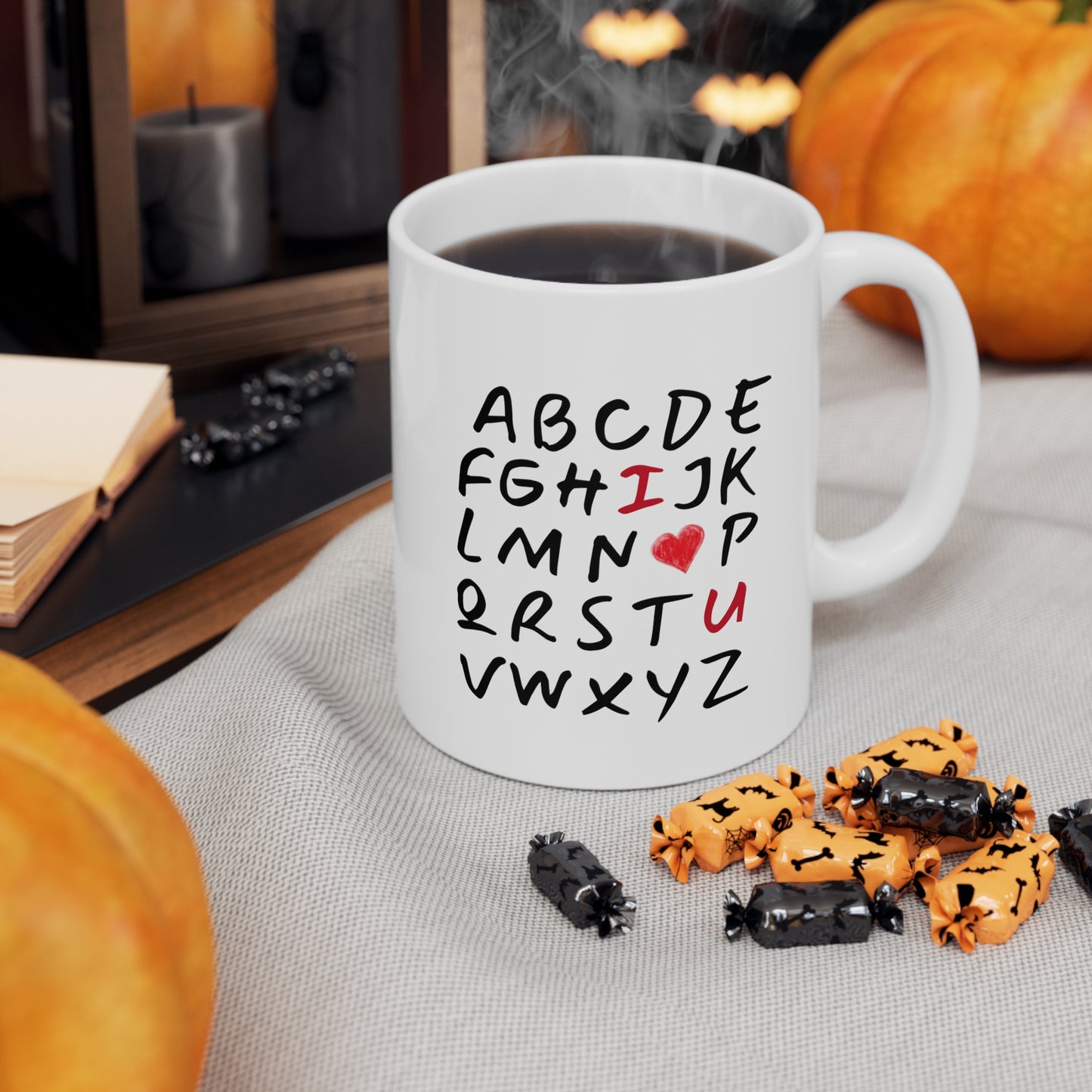 I Heart U Alphabet Mug | Valentine's Day, Wedding, Anniversary, Christmas Gift.