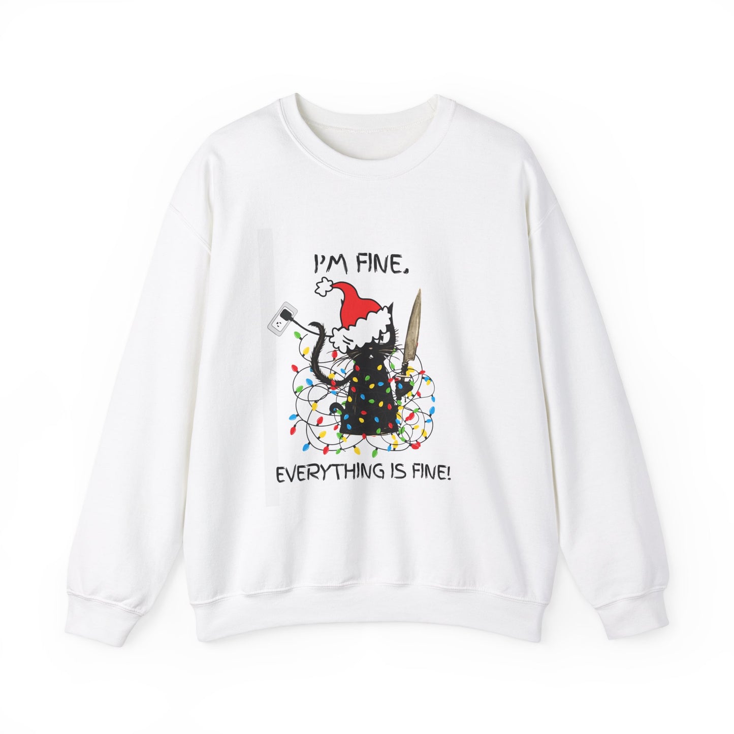 I'm Fine Christmas Cat  Humor Crewneck Sweatshirt