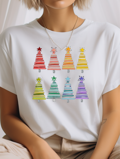 Rainbow Christmas Trees T-Shirt, Christmas Tree Shirt, Rainbow Christmas Trees Tee