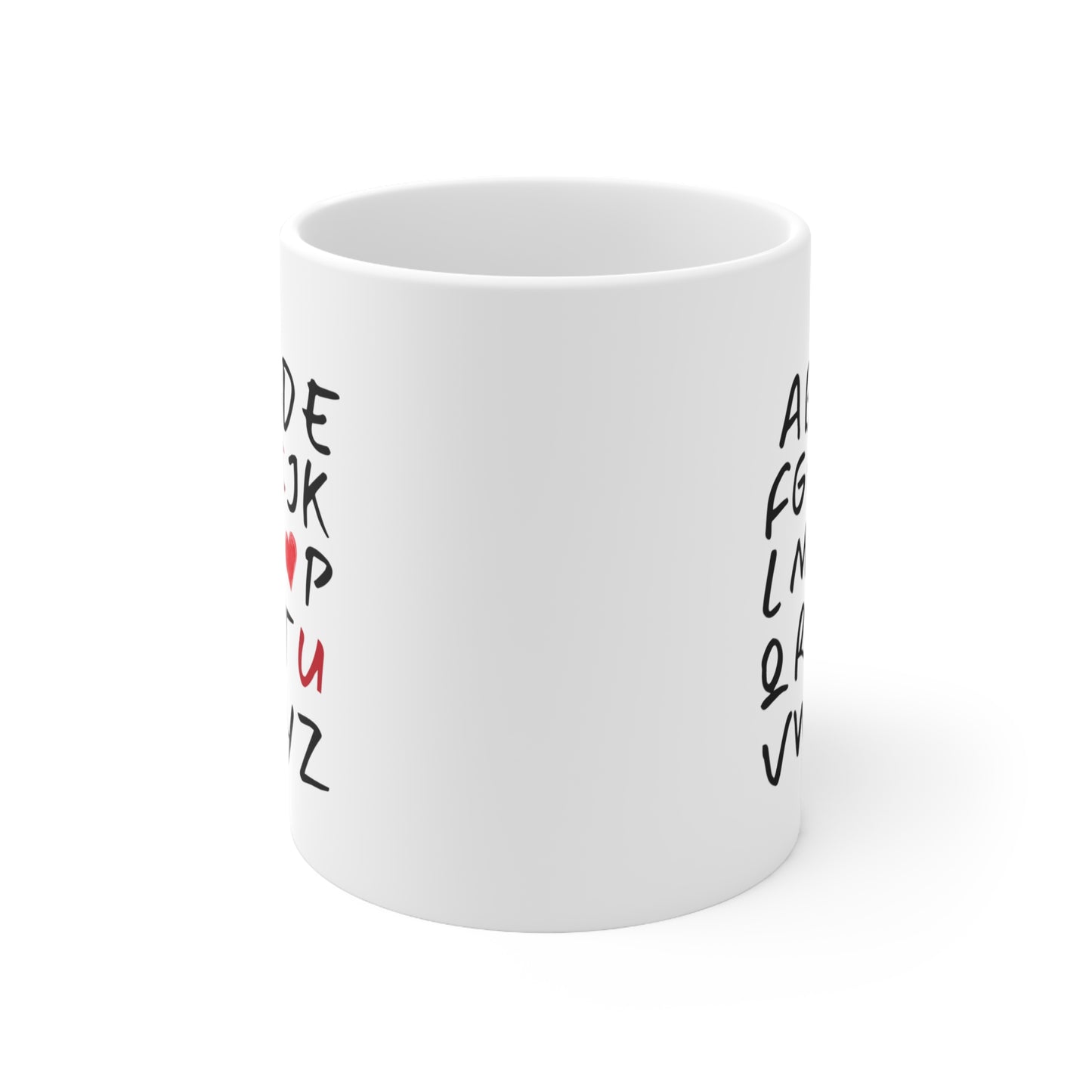 I Heart U Alphabet Mug | Valentine's Day, Wedding, Anniversary, Christmas Gift.