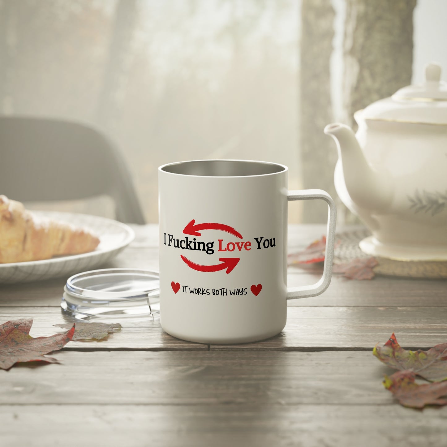 "It Works Both Ways" Humorous Insulated  Mug, 10oz  Valentine's Day, Anniversary, Wedding, Gag Gift