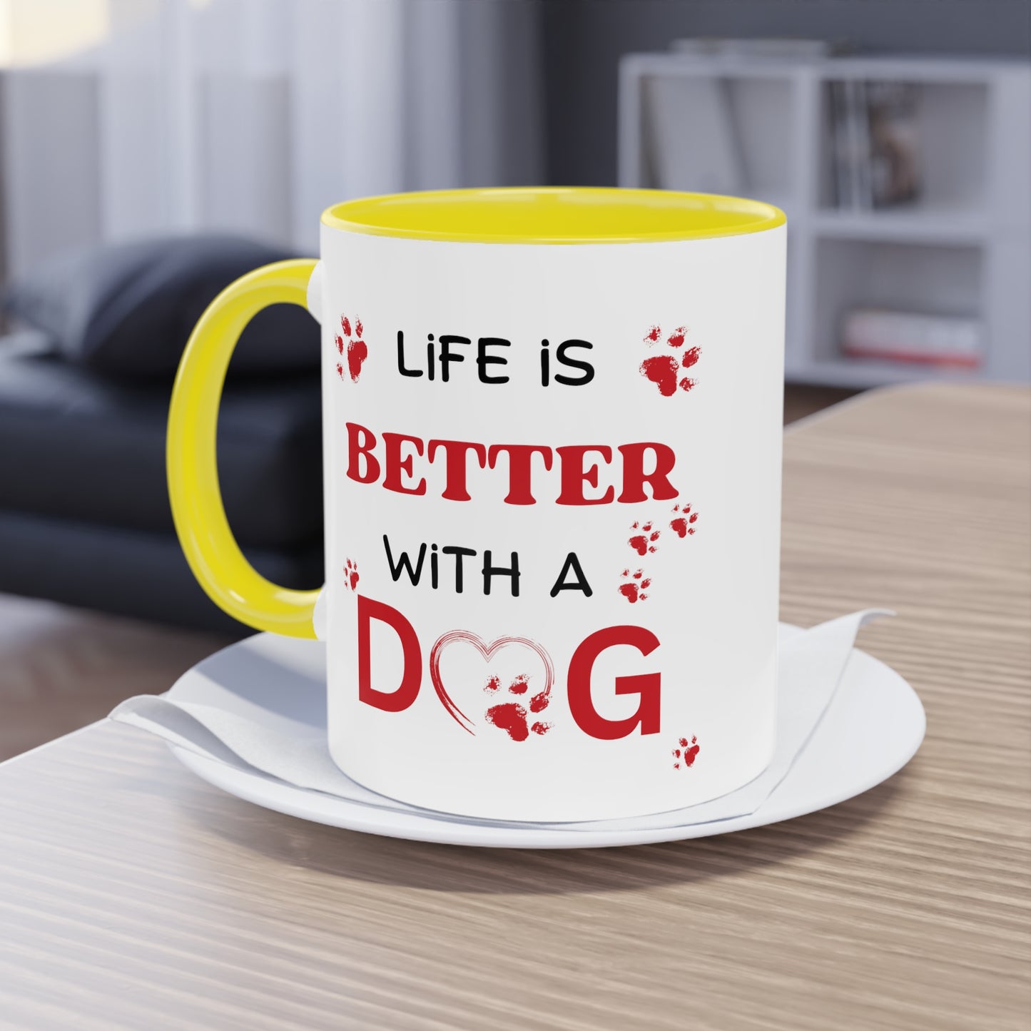Life Is Better With A Dog Two-Tone Coffee Mug, 11oz | Gift For Dog Lovers, Valentine's Day
