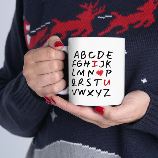I Heart U Alphabet Mug | Valentine's Day, Wedding, Anniversary, Christmas Gift.