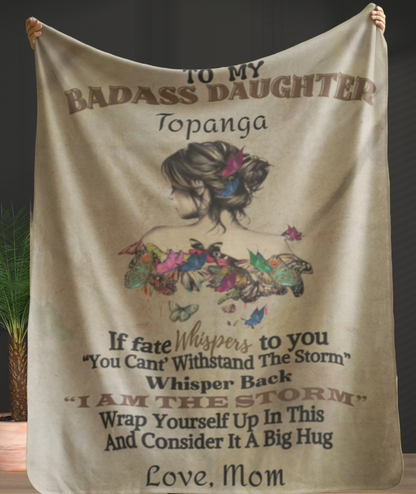 Personalized To My Badass Daughter "I Am The Storm" Blanket Premium Sherpa-Gift For Daughter