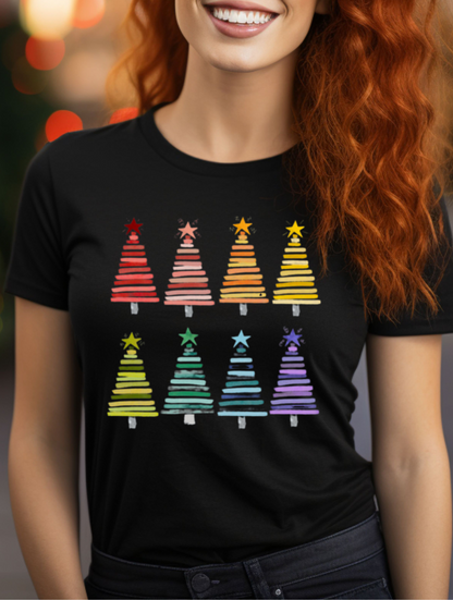 Rainbow Christmas Trees T-Shirt, Christmas Tree Shirt, Rainbow Christmas Trees Tee