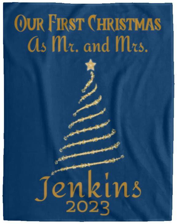 Personalized Our First Christmas As Mr. And Mrs.  Fleece Blanket -2 Size Options