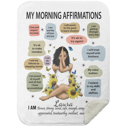 Personalized "My Morning Affirmations" Blanket/Wall Art | New Year. New You.| Yoga, Prayer Gift For Young Woman |Birthday, Christmas, Yoga, Meditation Gift