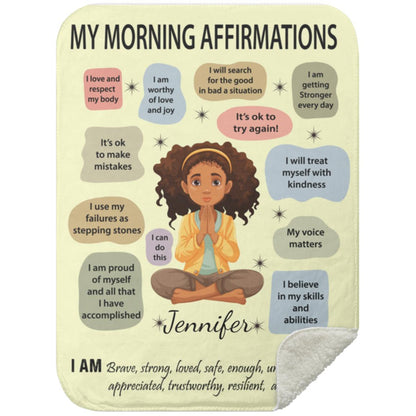 Personalized My Morning Affirmations  Blanket | Yoga, Prayer Gift For Young Girl