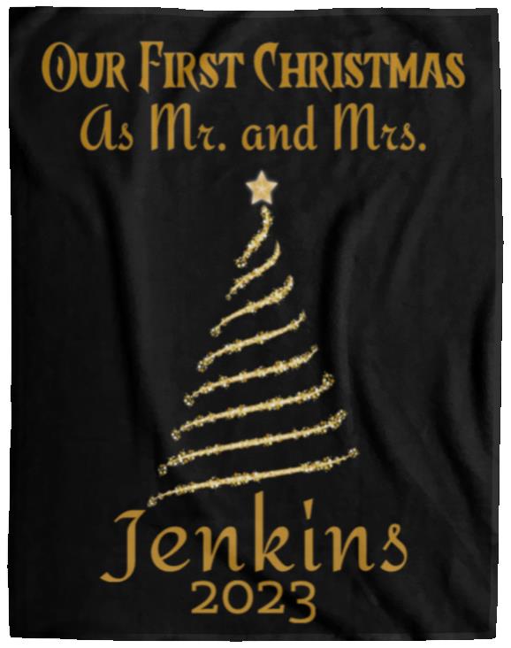 Personalized Our First Christmas As Mr. And Mrs.  Fleece Blanket -2 Size Options