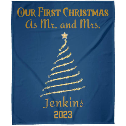 Personalized Our First Christmas As Mr. And Mrs.  Fleece Blanket -2 Size Options