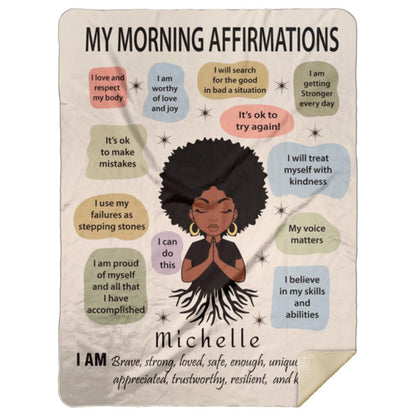 Personalized "My Morning Affirmations" Premium Sherpa Blanket| New Year New You,Yoga, Inspirational, Motivational Gift.