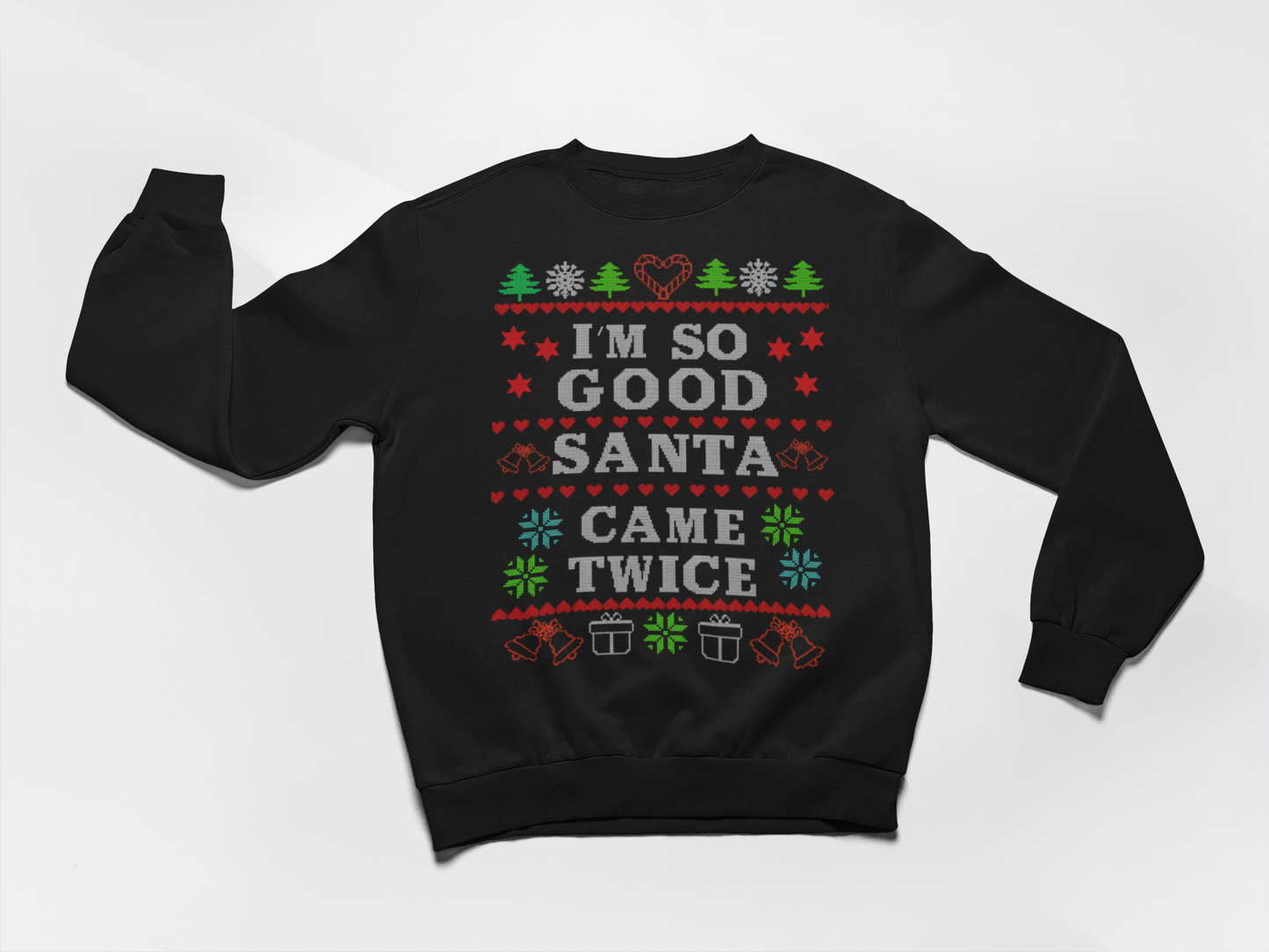 Ugly Christmas Sweater Santa Humor Crew Neck Sweatshirts For Couples