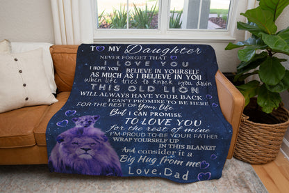 To My Daughter Inspirational Lion Blanket, Christmas Gift for daughter, Birthday gift, Daughter blanket, Throw Blanket, Fleece Blanket. Love my daughter Blanket, Gift
