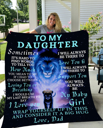 To My Daughter Blanket-To My Daughter Inspirational Lion Blanket, Christmas Gift for daughter, Birthday gift, Daughter blanket, Throw Blanket, Fleece Blanket. Love my daughter Blanket, Gift