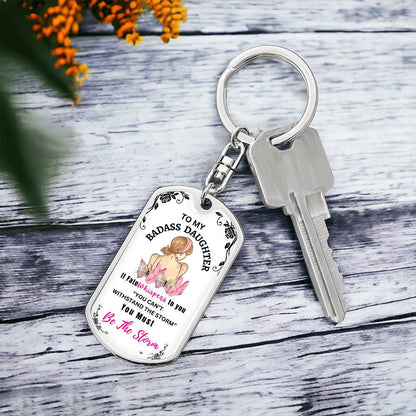 Badass Daughter-Dog Tag Key Chain Gift For Daughter, Birthday Gift, Christmas Gift, Graduation Gift