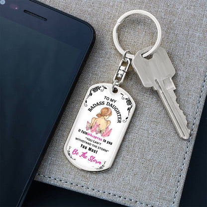Badass Daughter-Dog Tag Key Chain Gift For Daughter, Birthday Gift, Christmas Gift, Graduation Gift