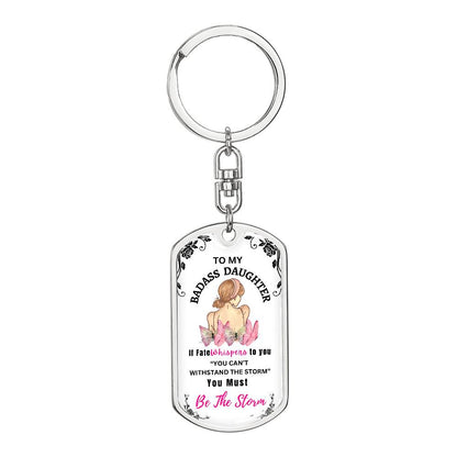 Badass Daughter-Dog Tag Key Chain Gift For Daughter, Birthday Gift, Christmas Gift, Graduation Gift