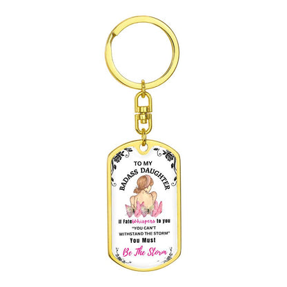 Badass Daughter-Dog Tag Key Chain Gift For Daughter, Birthday Gift, Christmas Gift, Graduation Gift