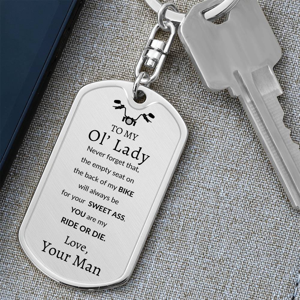 Ol' Lady Swivel Key Chain Dog Tag