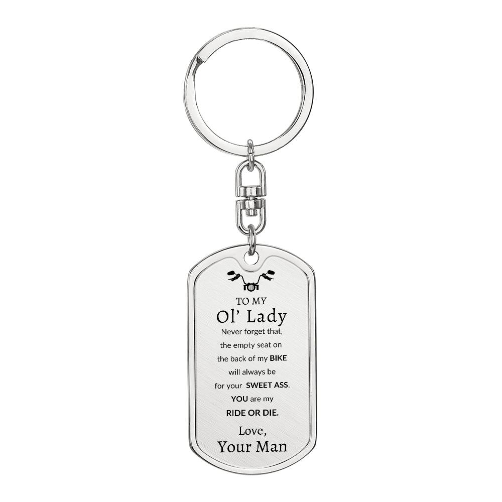 Ol' Lady Swivel Key Chain Dog Tag