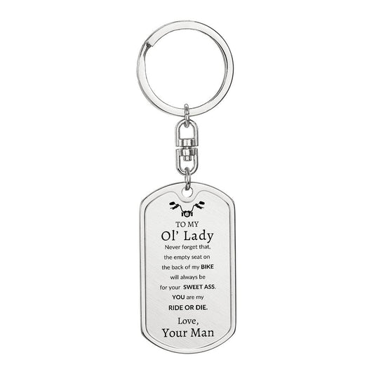Ol' Lady Swivel Key Chain Dog Tag