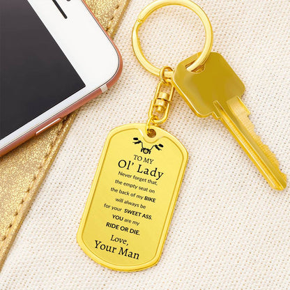 Ol' Lady Swivel Key Chain Dog Tag