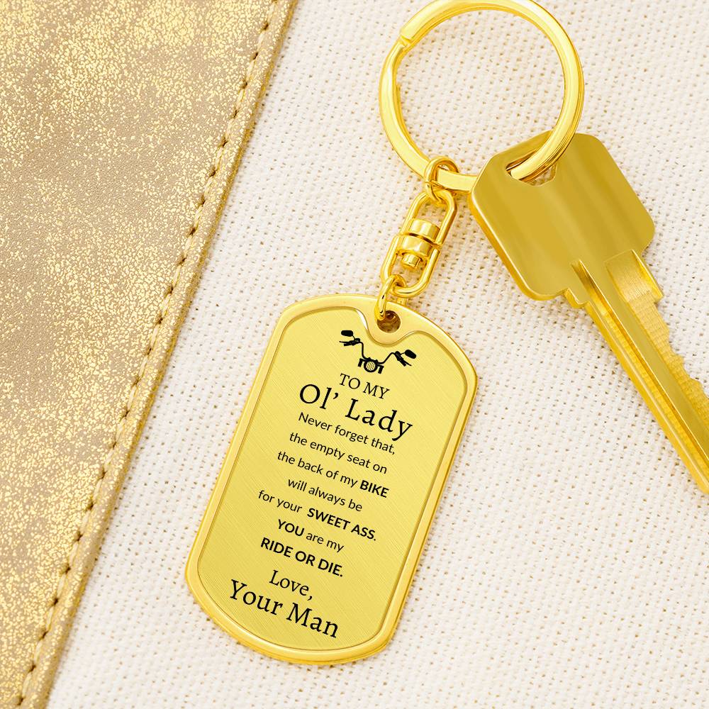 Ol' Lady Swivel Key Chain Dog Tag