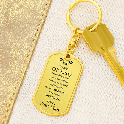 Ol' Lady Swivel Key Chain Dog Tag
