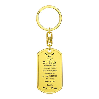 Ol' Lady Swivel Key Chain Dog Tag